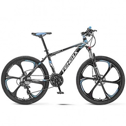 HAOYF Bike HAOYF 24 / 26 Inch Mountain Bike for Adults & Teen, 21-30 Speed Double Disc Brake Cruiser Bicycle, High-Carbon Steel Frame, Suspension Fork, Aluminum Alloy Wheels, Blue, 26 Inch 24 Speed