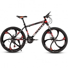HAOYF Bike HAOYF Adult Mountain Bike, 24 / 26 Inch Wheels, High Carbon Steel Outroad Bicycles, 21 / 24 / 27 / 30 Speed Bicycle Suspension Fork MTB, Dual Disc Brakes Mountain Bicycle, Red, 24 Inch 27 Speed
