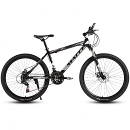 HAOYF Bike HAOYF Mountain Bike 24 / 26 Inch, 21 / 24 / 27 / 30 Speed High Carbon Steel Off Road Bicycles, Suspension Fork MTB Dual Disc Brakes Mountain Bicycle with Adjustable Seat, Silver, 26 Inch 27 Speed