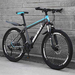 HAOYF Mountain Bike HAOYF Mountain Bike 24 / 26 Inch, 21-30 Speeds Options, High Carbon Steel Frame, Dual Disc Brakes Road Bikes with Suspension Fork, Multiple Colors, Blue, 24 Inch 30 Speed