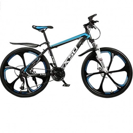 BNMKL Bike Hardtail Mountain Bike, 26 Inch-21 / 24 / 27 Speed MTB Bike, Front Suspension, Disc Brakes, 6 Cutter Wheels, Trail Bicycle, Black Blue, 26In 21Speed