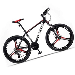 M-TOP Bike Hardtail Mountain Bike for Men and Women, Fork Suspension Gravel Road Bike with Disc Brakes, 3 Spoke Wheel Carbon Steel MTB, Red, 27 Speed 24 Inch