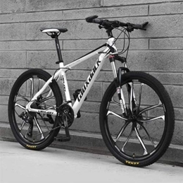 WJSW Mountain Bike Hardtail Mountain Bikes, 26 Inch High-carbon Steel Dual Disc Brakes Bicycle Adults (Color : White black, Size : 30 speed)