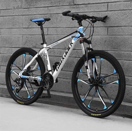 WJSW Mountain Bike Hardtail Mountain Bikes, 26 Inch High-carbon Steel Dual Disc Brakes Bicycle Adults (Color : White blue, Size : 21 speed)