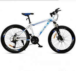 HCMNME Mountain Bike HCMNME durable bicycle Adult Mountain Bike, Double Disc Brake / High-Carbon Steel Frame Bikes, Beach Snowmobile Bicycle, 24 Inch Wheels, Blue, 21 speed Alloy frame with Disc Brakes
