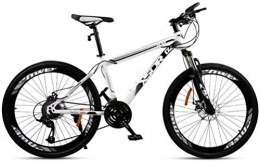 HCMNME Mountain Bike HCMNME durable bicycle Adult Mountain Bike, Double Disc Brake / High-Carbon Steel Frame Bikes, Beach Snowmobile Bicycle, 24 Inch Wheels, White, 27 speed Alloy frame with Disc Brakes