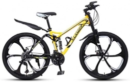 HCMNME Mountain Bike HCMNME Mountain Bikes, 24 inch downhill soft tail mountain bike variable speed male and female six-wheel mountain bike Alloy frame with Disc Brakes (Color : Yellow, Size : 24 speed)
