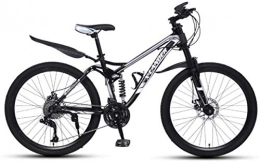 HCMNME Mountain Bike HCMNME Mountain Bikes, 24 inch downhill soft tail mountain bike variable speed male and female spoke wheel mountain bike Alloy frame with Disc Brakes (Color : Black and silver, Size : 21 speed)