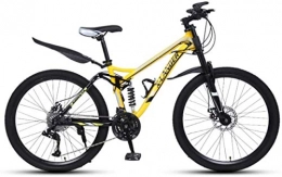 HCMNME Mountain Bike HCMNME Mountain Bikes, 24 inch downhill soft tail mountain bike variable speed male and female spoke wheel mountain bike Alloy frame with Disc Brakes (Color : Yellow, Size : 21 speed)