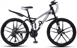 HCMNME Mountain Bike HCMNME Mountain Bikes, 24 inch downhill soft tail mountain bike variable speed male and female ten-wheel mountain bike Alloy frame with Disc Brakes (Color : Black and silver, Size : 30 speed)