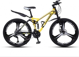 HCMNME Mountain Bike HCMNME Mountain Bikes, 24 inch downhill soft tail mountain bike variable speed men and women three-wheel mountain bike Alloy frame with Disc Brakes (Color : Yellow, Size : 24 speed)