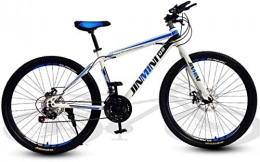 HCMNME Bike HCMNME Mountain Bikes, 24 inch mountain bike adult male and female variable speed travel bicycle spoke wheel Alloy frame with Disc Brakes (Color : White blue, Size : 24 speed)