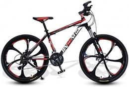 HCMNME Mountain Bike HCMNME Mountain Bikes, 24 inch mountain bike adult men and women variable speed transportation bicycle six cutter wheels Alloy frame with Disc Brakes (Color : Black red, Size : 21 speed)