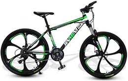 HCMNME Mountain Bike HCMNME Mountain Bikes, 24 inch mountain bike adult men and women variable speed transportation bicycle six cutter wheels Alloy frame with Disc Brakes (Color : Dark green, Size : 21 speed)