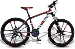 HCMNME Mountain Bike HCMNME Mountain Bikes, 24 inch mountain bike adult men and women variable speed transportation bicycle ten cutter wheels Alloy frame with Disc Brakes (Color : Black red, Size : 21 speed)