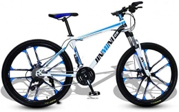 HCMNME Mountain Bike HCMNME Mountain Bikes, 24 inch mountain bike adult men and women variable speed transportation bicycle ten cutter wheels Alloy frame with Disc Brakes (Color : White blue, Size : 30 speed)