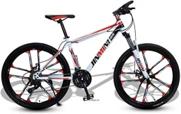 HCMNME Mountain Bike HCMNME Mountain Bikes, 24 inch mountain bike adult men and women variable speed transportation bicycle ten cutter wheels Alloy frame with Disc Brakes (Color : White Red, Size : 21 speed)