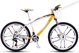 HCMNME Bike HCMNME Mountain Bikes, 24 inch mountain bike adult variable speed damping bicycle double disc brake ten-wheel bicycle Alloy frame with Disc Brakes (Color : White yellow, Size : 21 speed)