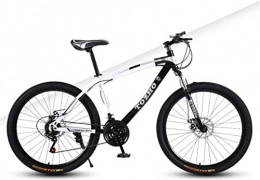 HCMNME Mountain Bike HCMNME Mountain Bikes, 24 inch mountain bike adult variable speed damping bicycle off-road dual disc brake spoke wheel bicycle Alloy frame with Disc Brakes (Color : White black, Size : 21 speed)