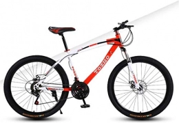 HCMNME Bike HCMNME Mountain Bikes, 24 inch mountain bike adult variable speed damping bicycle off-road dual disc brake spoke wheel bicycle Alloy frame with Disc Brakes (Color : White Red, Size : 21 speed)