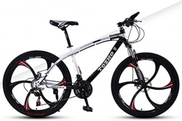 HCMNME Mountain Bike HCMNME Mountain Bikes, 24 inch mountain bike adult variable speed shock absorber bicycle dual disc brake six blade wheel bicycle Alloy frame with Disc Brakes (Color : White black, Size : 21 speed)