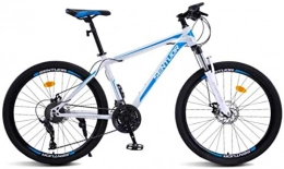 HCMNME Mountain Bike HCMNME Mountain Bikes, 24 inch mountain bike cross-country variable speed racing light bicycle 40 cutter wheels Alloy frame with Disc Brakes (Color : White blue, Size : 30 speed)