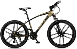 HCMNME Mountain Bike HCMNME Mountain Bikes, 24-inch mountain bike male and female adult ultralight racing light bicycle ten-cutter wheel Alloy frame with Disc Brakes (Color : Black gold, Size : 21 speed)