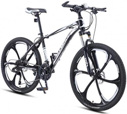 HCMNME Mountain Bike HCMNME Mountain Bikes, 24 inch mountain bike male and female adult variable speed racing ultra-light bicycle six cutter wheels Alloy frame with Disc Brakes (Color : Black and white, Size : 27 speed)
