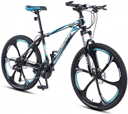 HCMNME Mountain Bike HCMNME Mountain Bikes, 24 inch mountain bike male and female adult variable speed racing ultra-light bicycle six cutter wheels Alloy frame with Disc Brakes (Color : Black blue, Size : 21 speed)