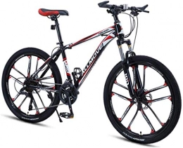 HCMNME Mountain Bike HCMNME Mountain Bikes, 24 inch mountain bike male and female adult variable speed racing ultra-light bicycle ten cutter wheels Alloy frame with Disc Brakes (Color : Black red, Size : 24 speed)