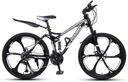 HCMNME Mountain Bike HCMNME Mountain Bikes, 26 inch downhill soft-tail mountain bike variable speed male and female six-wheel mountain bike Alloy frame with Disc Brakes (Color : Black and silver, Size : 21 speed)