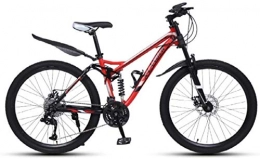 HCMNME Mountain Bike HCMNME Mountain Bikes, 26 inch downhill soft tail mountain bike variable speed male and female spoke wheel mountain bike Alloy frame with Disc Brakes (Color : Black red, Size : 24 speed)