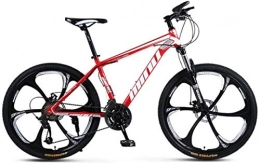 HCMNME Mountain Bike HCMNME Mountain Bikes, 26 inch male and female adult variable speed mountain bike racing six-wheel bicycle Alloy frame with Disc Brakes (Color : White Red, Size : 21 speed)