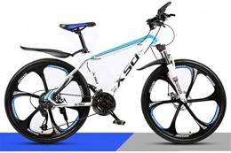 HCMNME Mountain Bike HCMNME Mountain Bikes, 26 inch mountain bike adult men and women variable speed light road racing six cutter wheels Alloy frame with Disc Brakes (Color : White blue, Size : 27 speed)