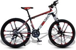 HCMNME Mountain Bike HCMNME Mountain Bikes, 26 inch mountain bike adult men and women variable speed transportation bicycle ten cutter wheels Alloy frame with Disc Brakes (Color : Black red, Size : 24 speed)