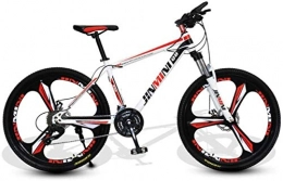 HCMNME Mountain Bike HCMNME Mountain Bikes, 26 inch mountain bike adult men's and women's variable speed travel bicycle three-knife wheel Alloy frame with Disc Brakes (Color : White Red, Size : 21 speed)