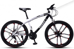 HCMNME Mountain Bike HCMNME Mountain Bikes, 26 inch mountain bike adult variable speed damping bicycle double disc brake ten-wheel bicycle Alloy frame with Disc Brakes (Color : White black, Size : 24 speed)