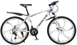 HCMNME Mountain Bike HCMNME Mountain Bikes, 26 inch mountain bike bicycle male and female adult variable speed six-wheel shock-absorbing bicycle Alloy frame with Disc Brakes (Color : White blue, Size : 24 speed)