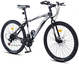 HCMNME Mountain Bike HCMNME Mountain Bikes, 26 inch mountain bike male and female adult variable speed racing super light bicycle spoke wheel Alloy frame with Disc Brakes (Color : Black and white, Size : 21 speed)