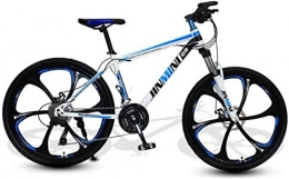 HCMNME Mountain Bike HCMNME Mountain Bikes, 26 inch mountain bike six-cutter wheel Alloy frame with Disc Brakes (Color : White blue, Size : 30 speed)