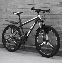 HCMNME Mountain Bike HCMNME Mountain Bikes, 26 inch mountain bike variable speed off-road shock-absorbing bicycle light road racing three-wheel Alloy frame with Disc Brakes (Color : Black white, Size : 21 speed)