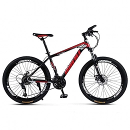 HGDM Mountain Bike HGDM High-Carbon Steel Mountain Bicycle with Front Suspension, Adult Mountain Bike, Lightweight Dual Disc Brake Mountain Bikes, Black and Red, 26'' / 24Speed