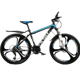 BNMKL Mountain Bike High-Carbon Steel Mountain Bike, 26 Inch-21 / 24 / 27 Speed Hardtail MTB Bike, Front Suspension, Disc Brakes, 3 Cutter Wheels, Trail Bicycle, Black Blue, 26In 24Speed