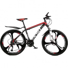 BNMKL Bike High-Carbon Steel Mountain Bike, 26 Inch-21 / 24 / 27 Speed Hardtail MTB Bike, Front Suspension, Disc Brakes, 3 Cutter Wheels, Trail Bicycle, Black Red, 26In 24Speed