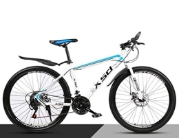 WJSW Bike High Carbon Steel Mountain Bike, 26 Inch Wheel Unisex Bicycle City Hardtail Bike (Color : White blue, Size : 21 speed)