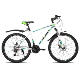 Hiland 26 Inch Wheel Mountain Bike with 17 inch Aluminium Frame, 21 Speed Mountain Bike with Dual Disc Brake, White