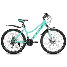 Hiland Bike HILAND Womens Mountain Bike 26 Inch MTB with 21 Speed Gear Steel Frame Disc Brake for lady girl Bicycle Mint Green
