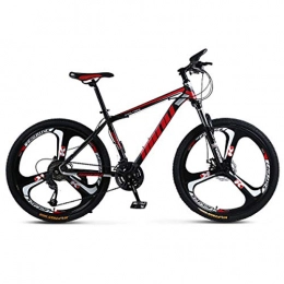 HJ Mountain Bike hj Mountain Bike, 26 Inch High Carbon Steel Lightweight Pedal Adult Student Bicycle, 21, 24, 27, 30 Speed Frame Disc Brakes Fitness Student Bike, Red, 24speed