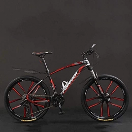 HJRBM Mountain Bike HJRBM Bicycle， 26 inch 21 / 24 / 27 / 30 Speed Mountain Bikes，Hard Tail Mountain Bicycle， Lightweight Bicycle with Adjustable Seat， Double Disc Brake 6-6，Black Red，30 Speed fengong (Color : Black Red)