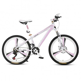 HLMIN-Bike Bike HLMIN Folding Bike 26 Inches Folding Mountain Bike 24 Speed / 27 Speed Dual Disc Brake MTB (Color : White+pink, Size : 27Speed)